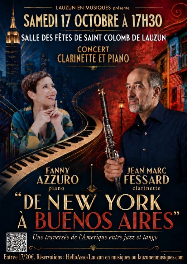 Concert pour clarinette et piano : de New York à Buenos Aires