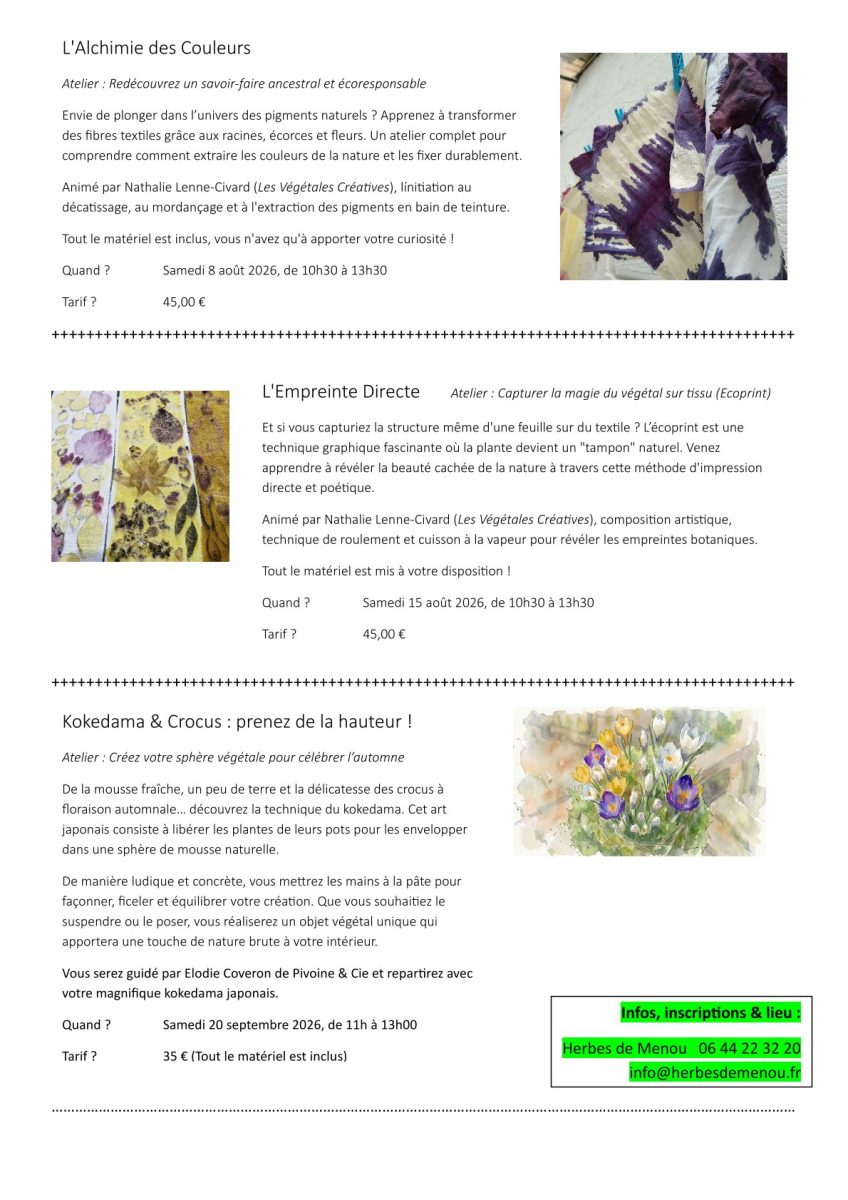 Atelier créatif chez Herbes de Menou : Kokedama & Crocus : Prenez de la hauteur !