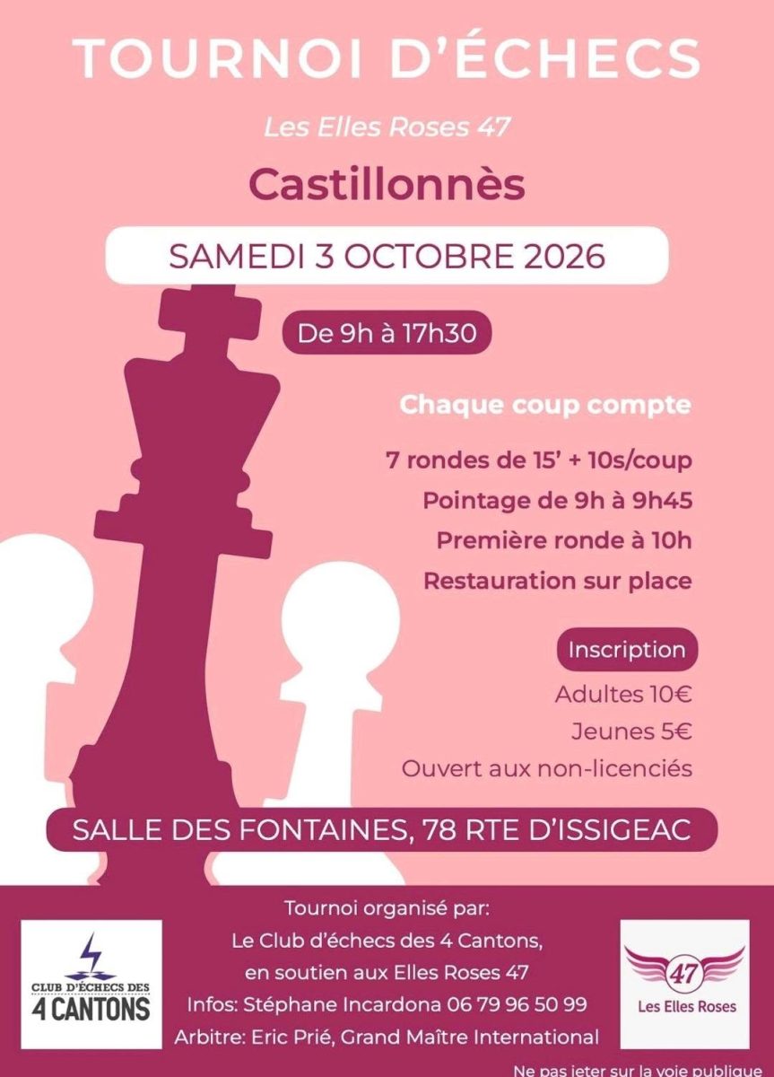 Tournoi d'échecs pour Octobre Rose