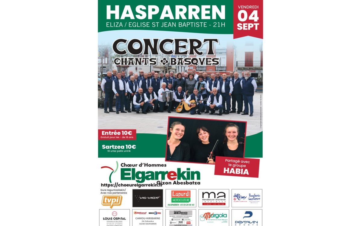 Concert avec le choeur d'hommes Elgarrekin et le groupe Habia