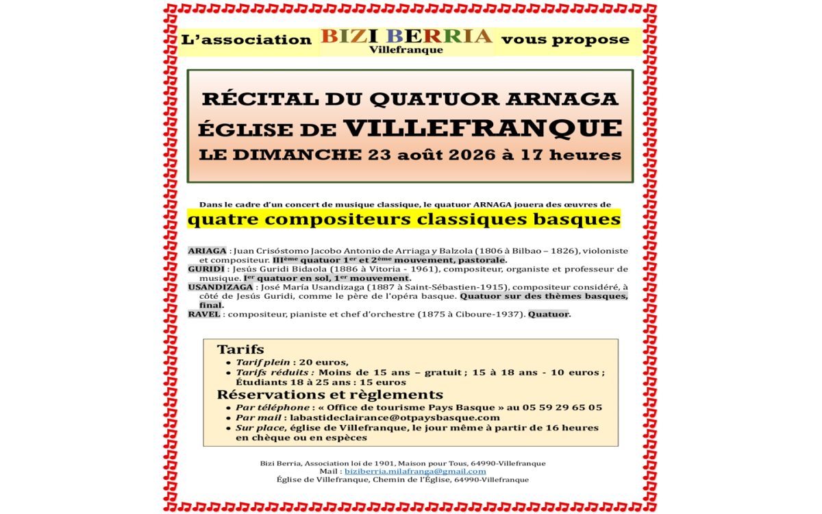 Récital du Quatuor Arnaga
