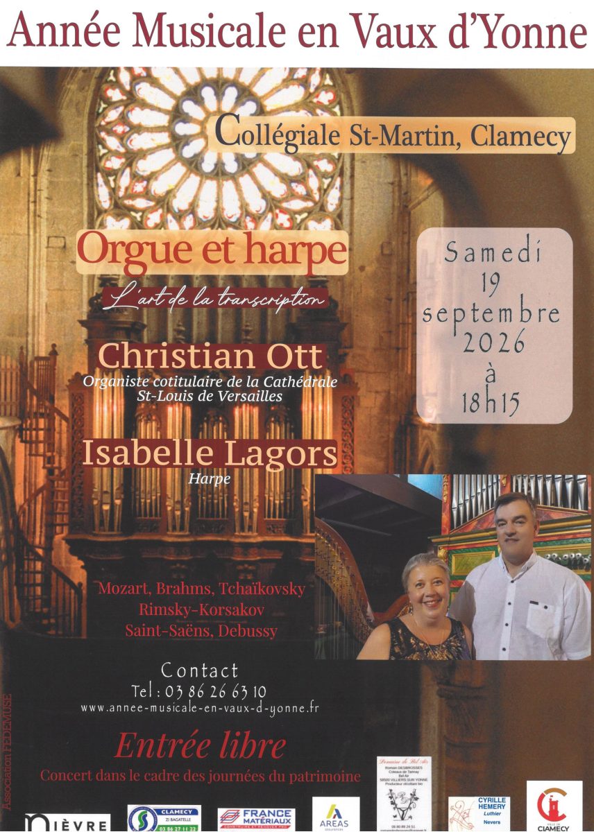 JEP - Concert Fédémuse  :  Christian OTT (orgue) et Isabelle Lagors (harpe)
