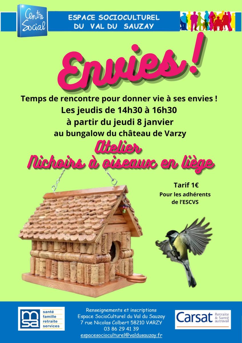 Atelier nichoirs à oiseaux en liège
