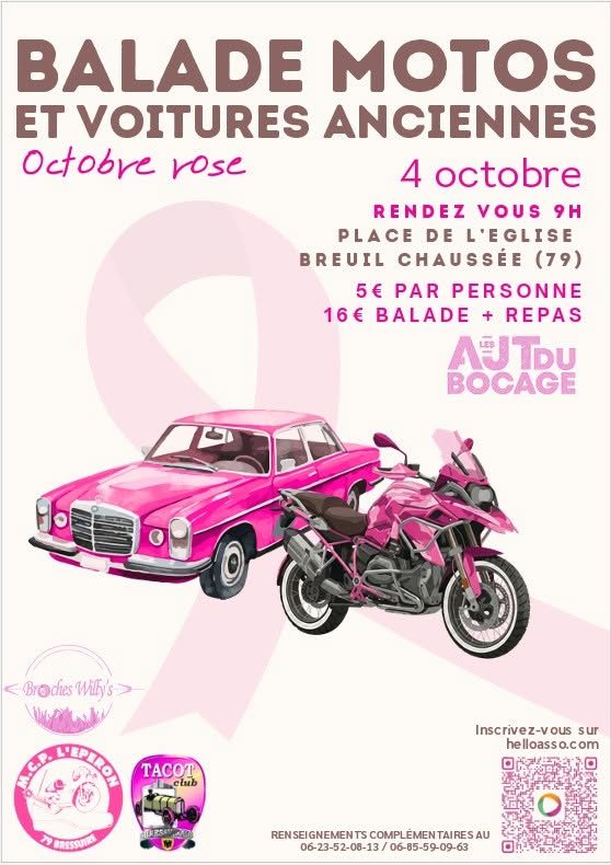 Octobre Rose - Balade motos et voitures anciennes