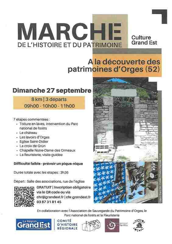 Marche de l'Histoire et du patrimoine : à la découverte des patrimoines d'Orges
