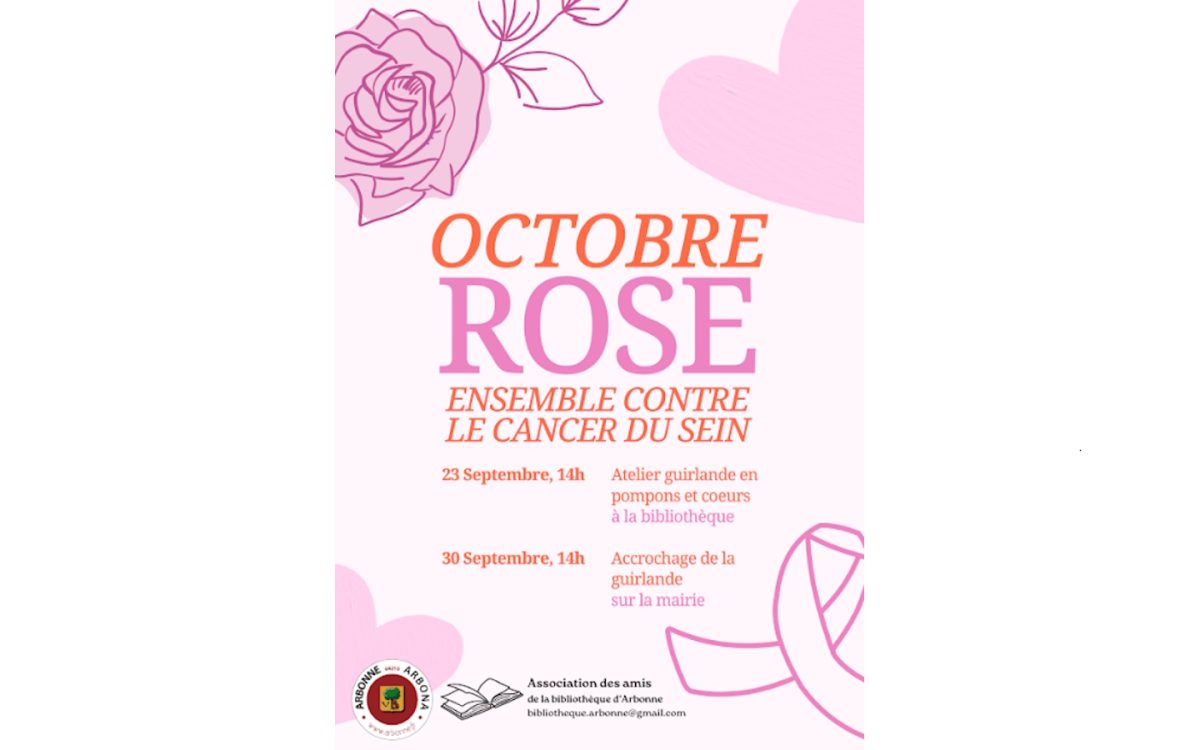 Octobre Rose : Accrochage de la guirlande sur la mairie