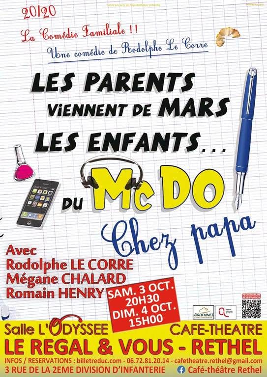 Café théâtre : Les parents viennent de Mars les enfants ... du Mc Do Chez Papa