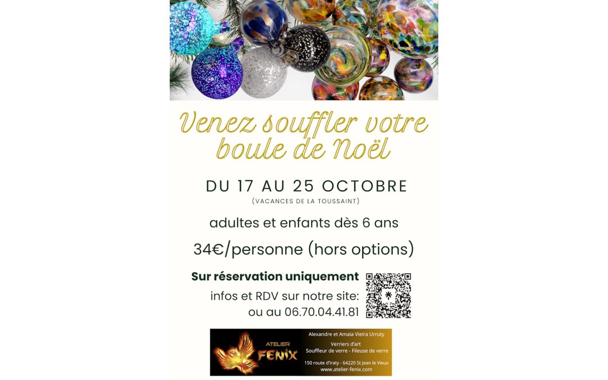 Venez souffler votre boule de Noël (sur réservation)