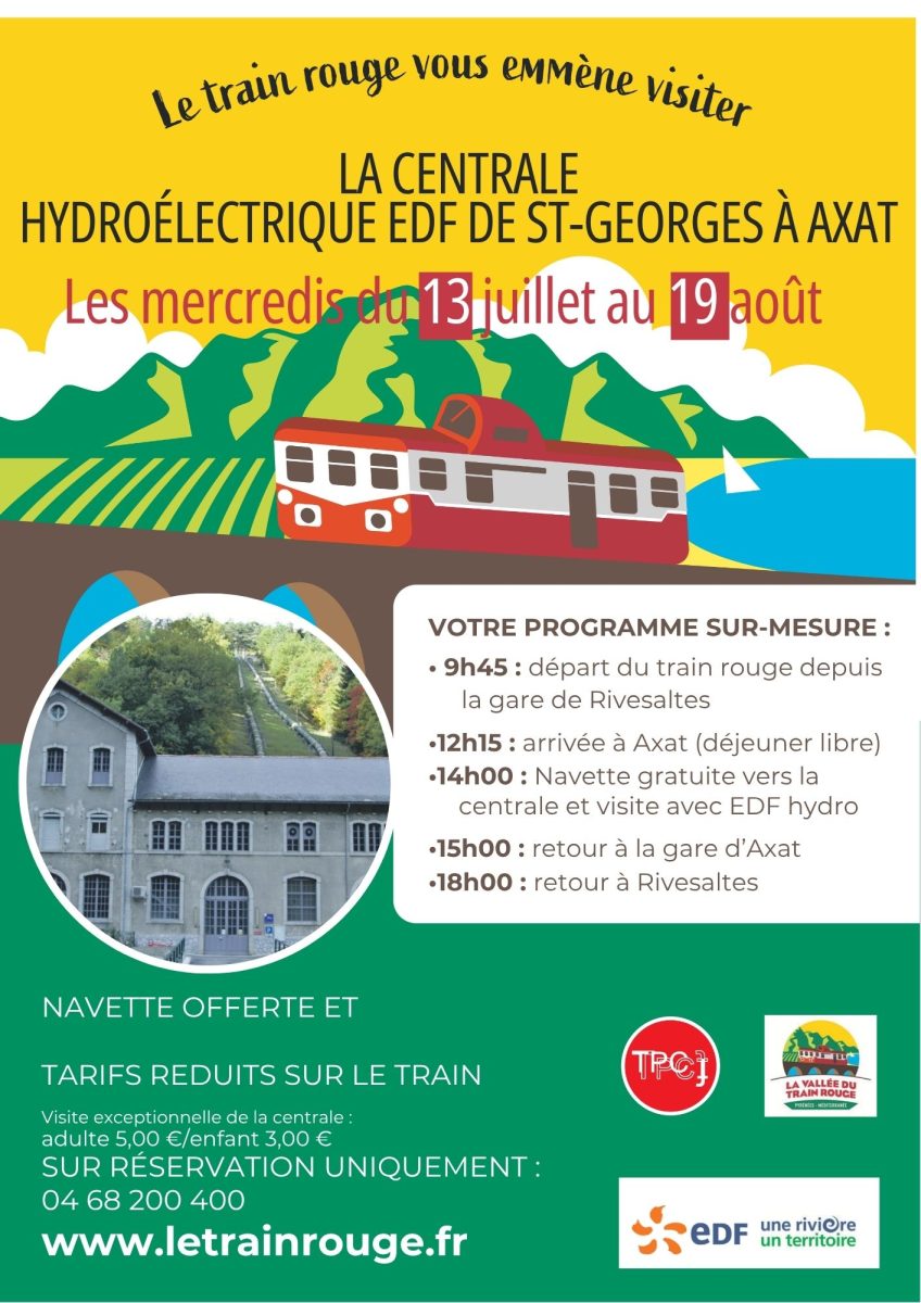 COMBINÉ TRAIN ROUGE + VISITE CENTRALE HYDROÉLECTRIQUE D'AXAT - AU DÉPART DE RIVESALTES
