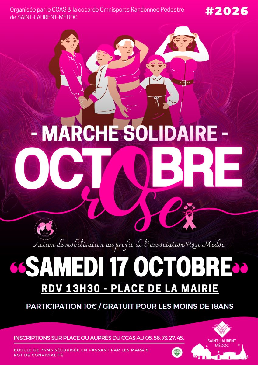 Octobre Rose 2026 : Marche solidaire à Saint-Laurent-Médoc