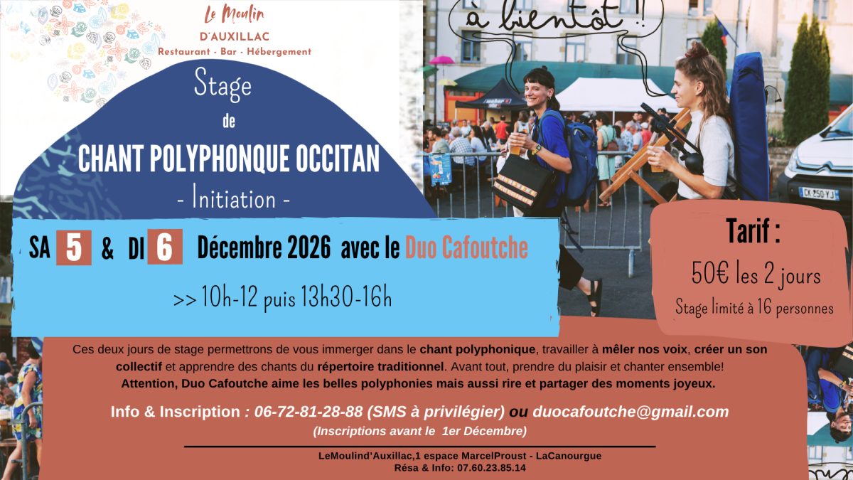 CONCERT AU MOULIN D'AUXILLAC : DUO CAFOUTCHE