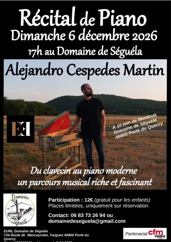 Récital de piano avec Alejando Cespedes Martin au Domaine de Séguéla