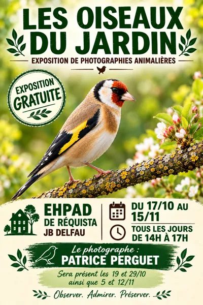 Exposition de photographies animalières - "Les oiseaux du Jardin" - EHPAD de Réquista