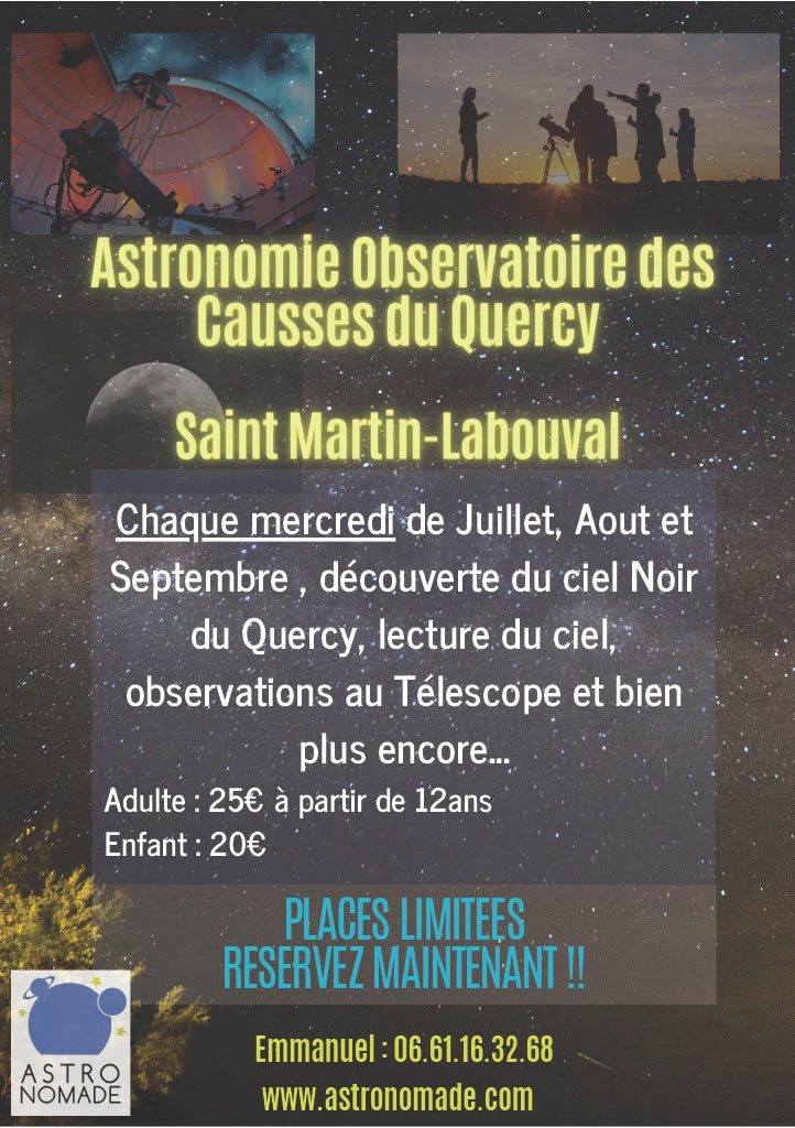 Soirée astronomie à l'observatoire des causses du Quercy