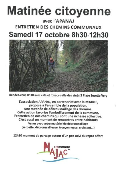 Matinée citoyenne - Entretien des chemins communaux