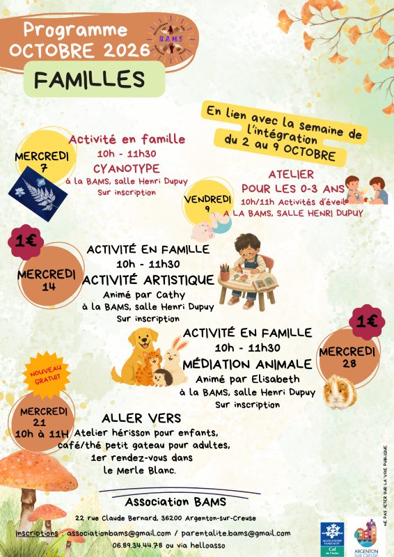 Les rendez-vous d'octobre à la BAMS