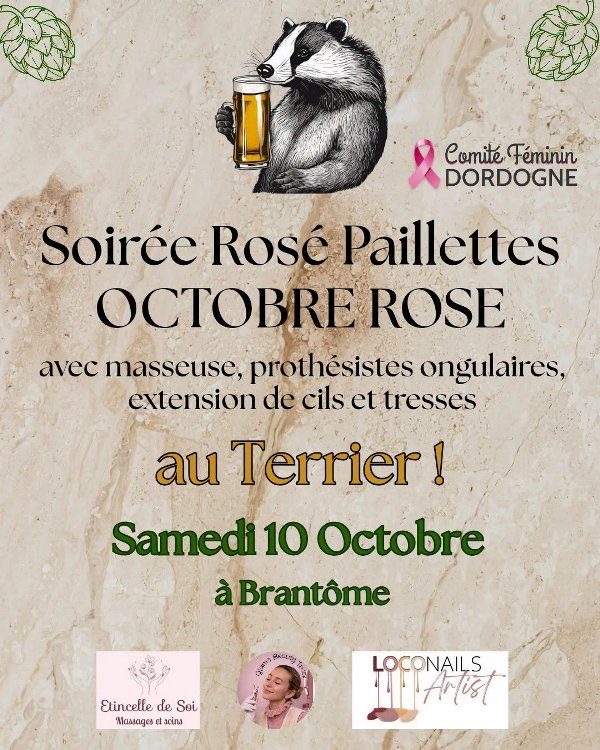 Soirée rosé paillettes Octobre rose