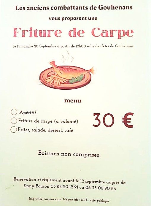 Repas friture de carpes à Gouhenans