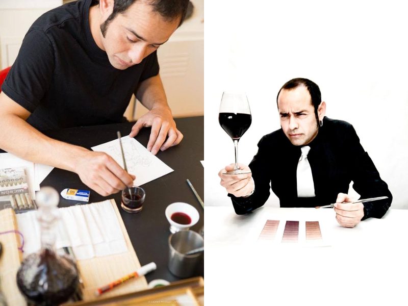 Ateliers Mauro Ceballos : peintures au vin rouge