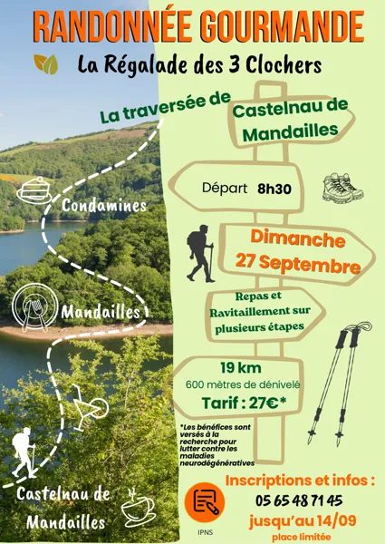Randonnée gourmande  "La Régalade des 3 Clochers" à Castelnau de Mandailles
