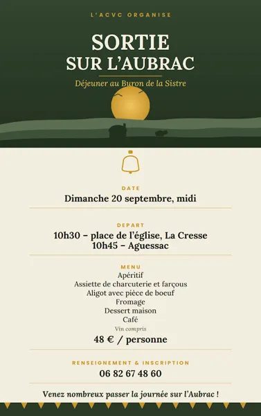 Sortie sur l'Aubrac au départ de la Cresse et départ d'Aguessac - Déjeuner au buron de la Sistre