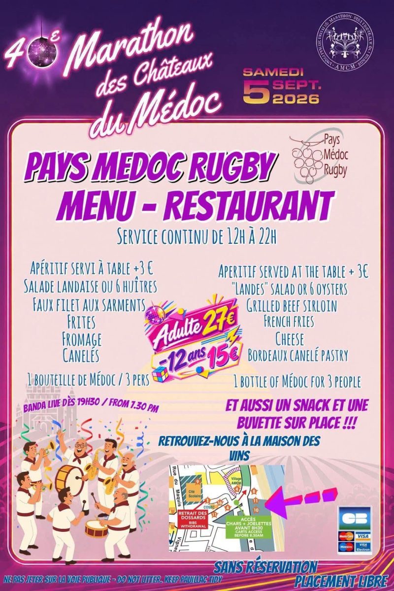 Repas du marathon du Pays Médoc Rugby