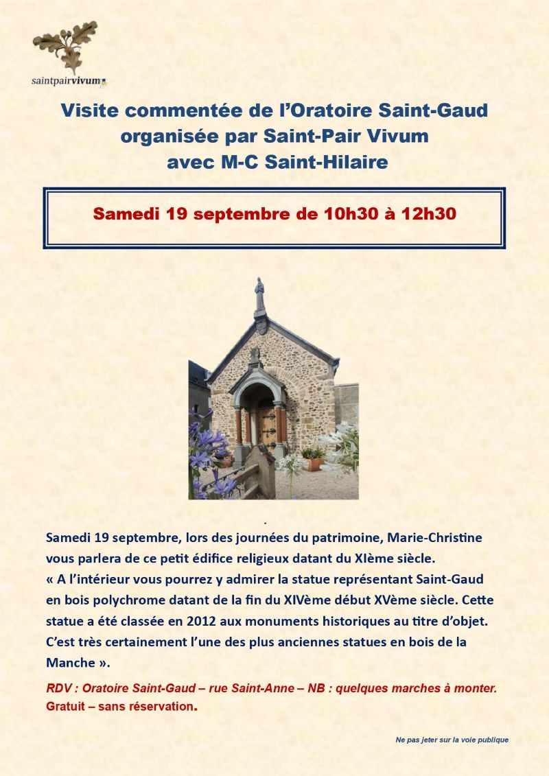 Journées Européennes du Patrimoine > Visite commentée de l'Oratoire Saint-Gaud