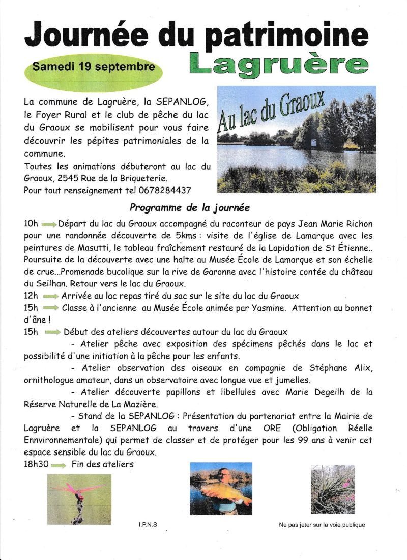 Journee du patrimoine à Lagruère - Au Lac du Graoux