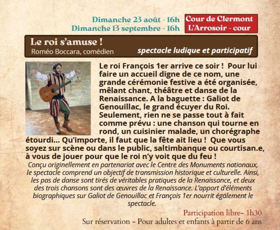 Festival Re-Naissance à Figeac , spectacle : "le roi s’amuse !"