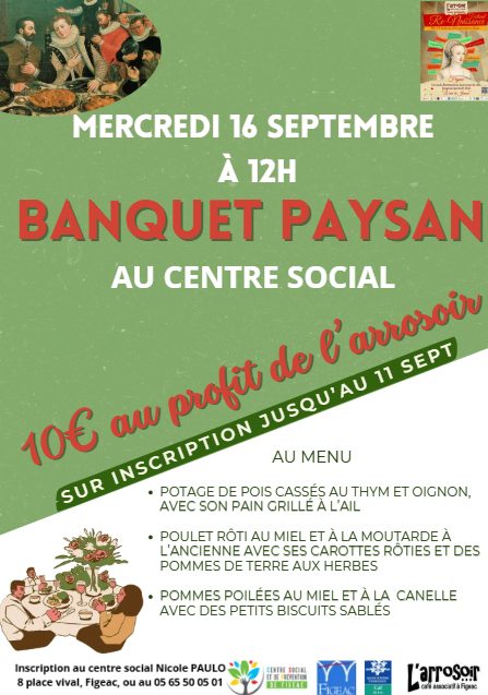 Festival Re-naissance au centre sociale de Figeac :  banquet paysan