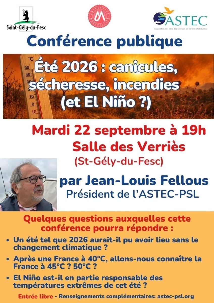 Conférence "L'été 2026 : canicules, sécheresse, incendies (et El Niño ?)".