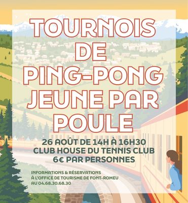 TOURNOI DE PING-PONG JEUNES PAR POULES - MERCREDI 26 AOÛT